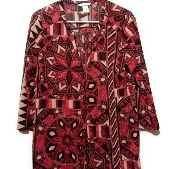 H&M Tribal PrintLlong Button Down Cardigan Medium - Picture 2 of 3